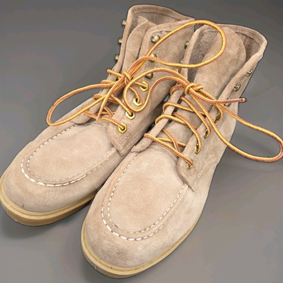 Vintage Wolverine 3350 Moc Toe Boots Mens Size 7 E Wide Roughout Suede USA Made main image 4